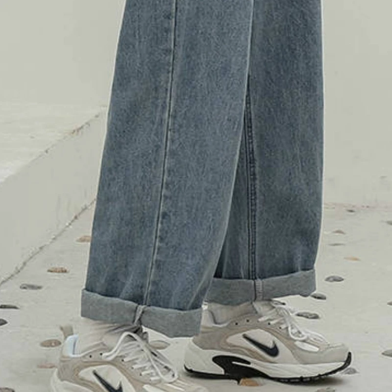Džinsi Sieviešu Pavasara Zaudēt 2XL Taisni Potītes garuma Studentiem korejiešu stila Streetwear Džinsa Cietā Sieviešu Visu maču Modes Gadījuma