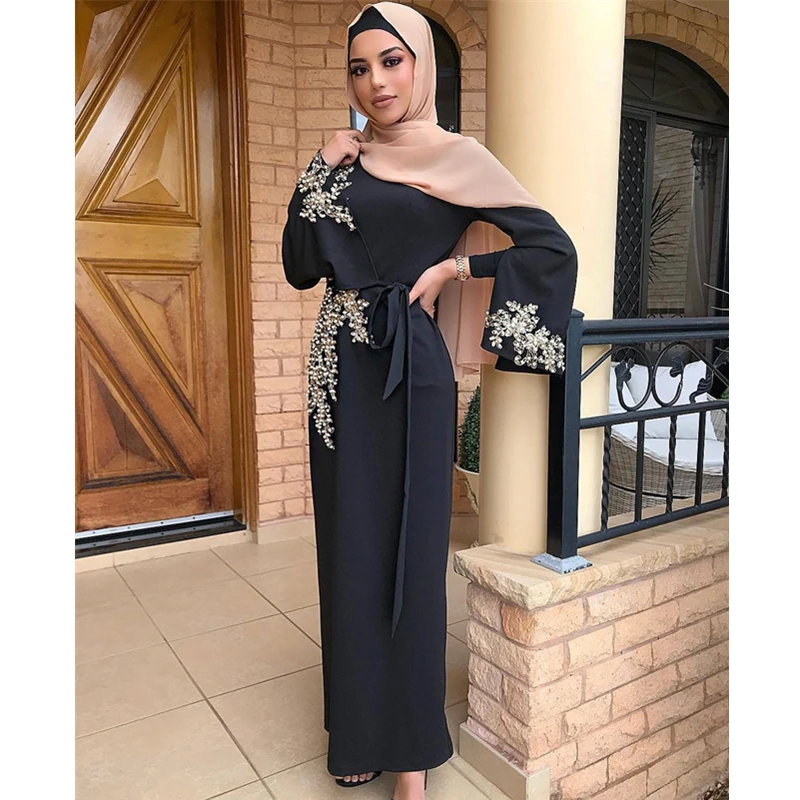 Eid Abaya Dubaija Turcija Musulmaņu Kleita, Hijab Kaftan Caftan Mežģīnes Islāma Apģērbi Sievietēm Ramadāna Kimono Kleitas, Drēbes Vestidos