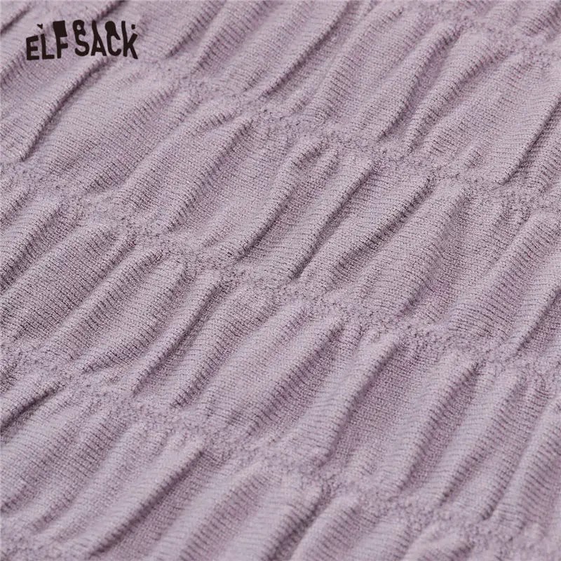 ELFSACK Cietā Tīra Augsta Vidukļa Gadījuma Adīt Sievietēm, Midi Svārki,2020. Gada Rudenī ELF Vintage Minimālisma,korejiešu Dāmas Pamata Ikdienas Apakšā