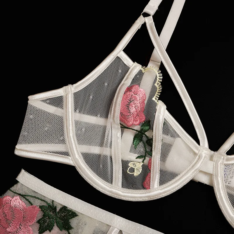 Ellolace Lingeie Sieviešu Apakšveļas Ziedu Izšuvumu Pārredzamu Bralette Apakšveļas Komplekts Seksīga Sieviešu Apakšveļa Sievietēm Bra Komplekts