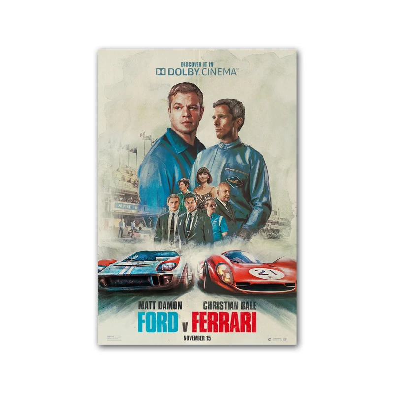 Ford V Ferrari Filmu Plakāti Un Izdrukas Classic 1960 Ford GT40 Sienas Mākslas Audekls Gleznas Plakāts Ziemeļvalstu Apdares Mājās