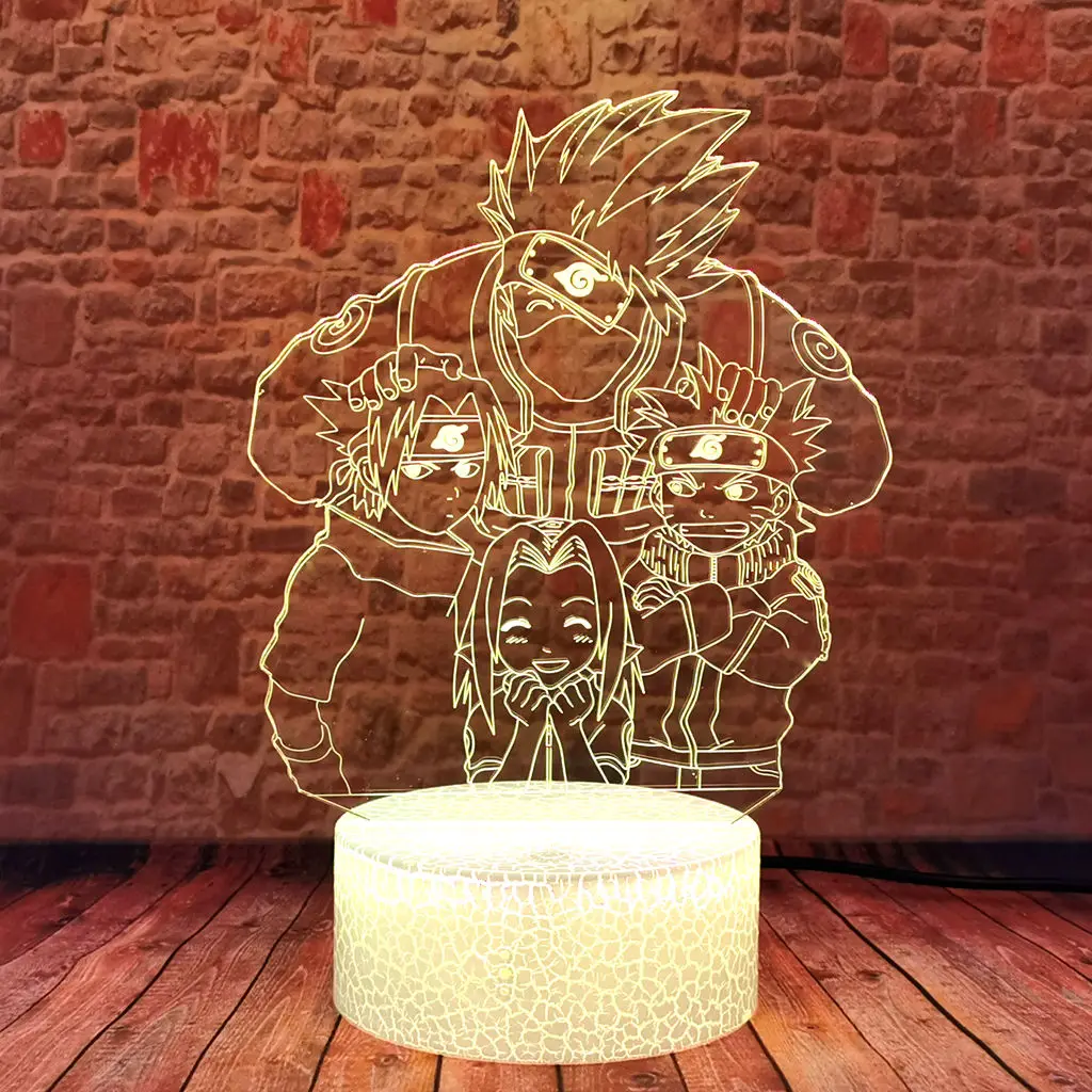 Gaismas 3D Ilūziju, LED Galda Nightlight Krāsains Mainot Gaismas Karikatūra Modelis Naruto Klases Anime rīcības & rotaļlietu skaitļi