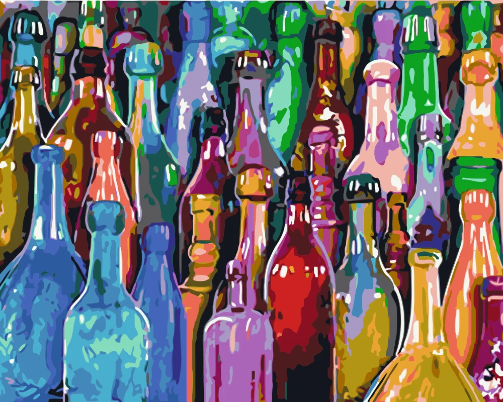 Glezna Ar Numuriem DIY Dropshipping 50x65 40x50cm Krāsotas krāsas pudeles klusā daba Audekls, Kāzu Dekorēšana Mākslas ainu Dāvanu