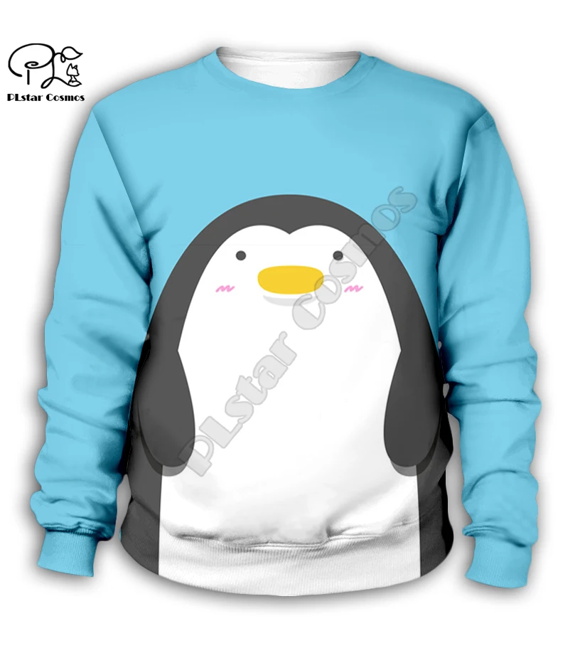 Gudrs pingvīns, 3d iespiesti Hoodies Bērniem zip Džemperis zēniem/meitenēm Anime sporta Krekls Tracksuit Kapuci/bikses/ģimenes t krekls