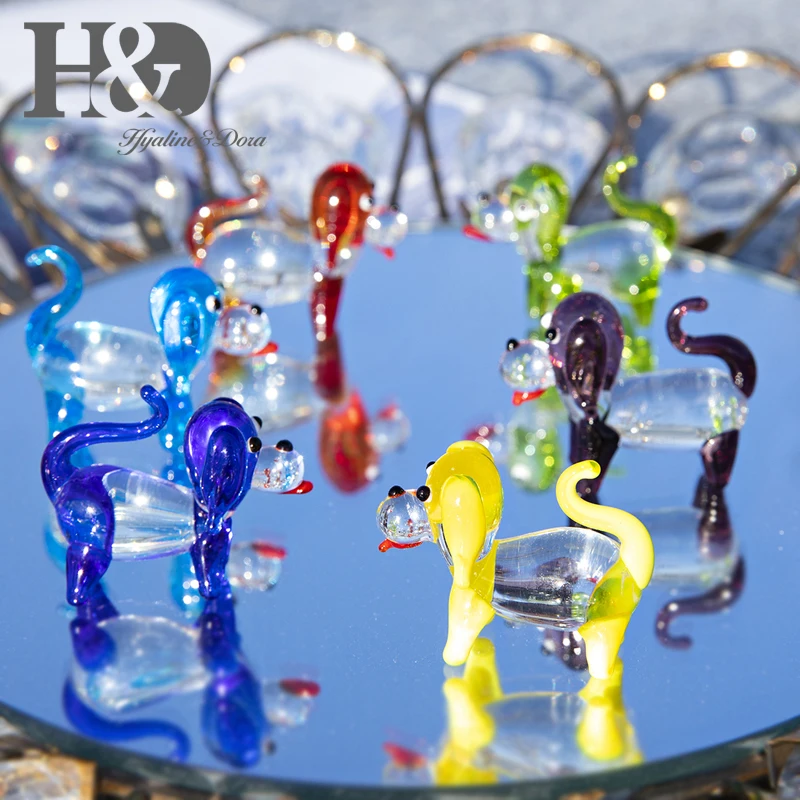 H&D 6pcs Stikla Dzīvnieku Figūriņas Roku Izpūstas Mini Suņiem Mākslas Murano Stikla Stilā Kolekcionējamus Dāvanas Skulptūru Mājās, Kāzu Dekorēšana