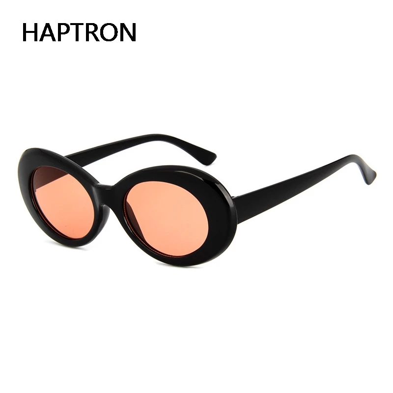 Haptron Kurt Cobai stila Ovāls UV400 Saulesbrilles Sieviešu Vintage retro kārtu Rāmis balts vīriešu Saules brilles sarkanā Hip Hop Skaidrs, glāzes