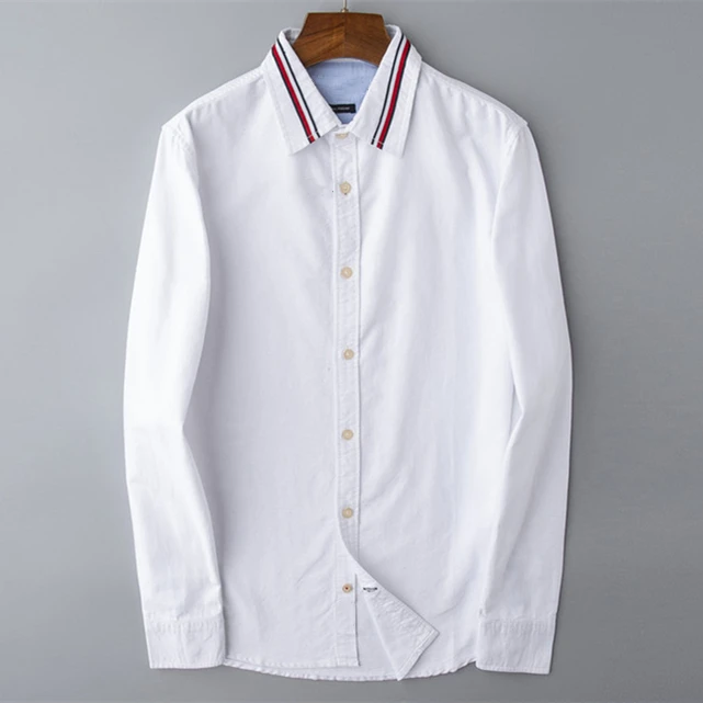 Homme augstas kvalitātes kokvilnas, bieza camisa masculina Vīriešu garām Piedurknēm Kleita Krekli modes gadījuma hombre chemises