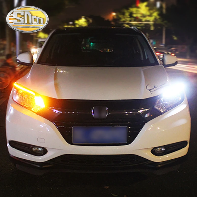 Honda HR-V HRV. gadam ~ 2018 Auto Stils LED Lukturu Uzacu Uzacu Dienas Gaismas lukturi dienas gaitas lukturi, Ar Dzeltenu Pagrieziena signāla Gaismu