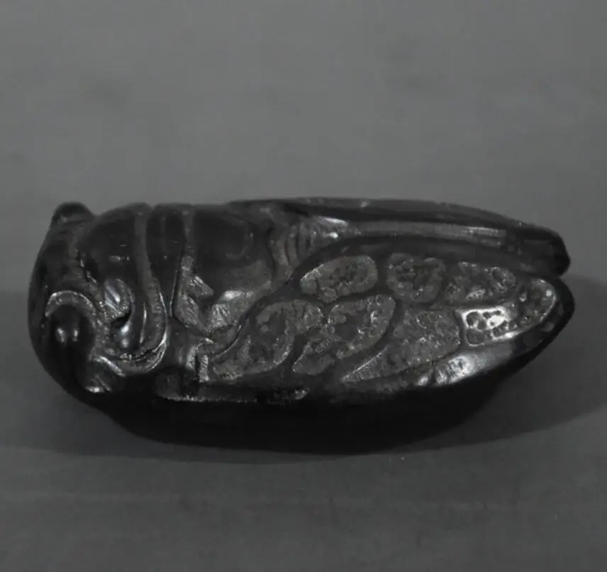 Hongshan kultūras antikvariāts, jade black dzelzs meteorīts cikāžu sisināšanu statuja #1