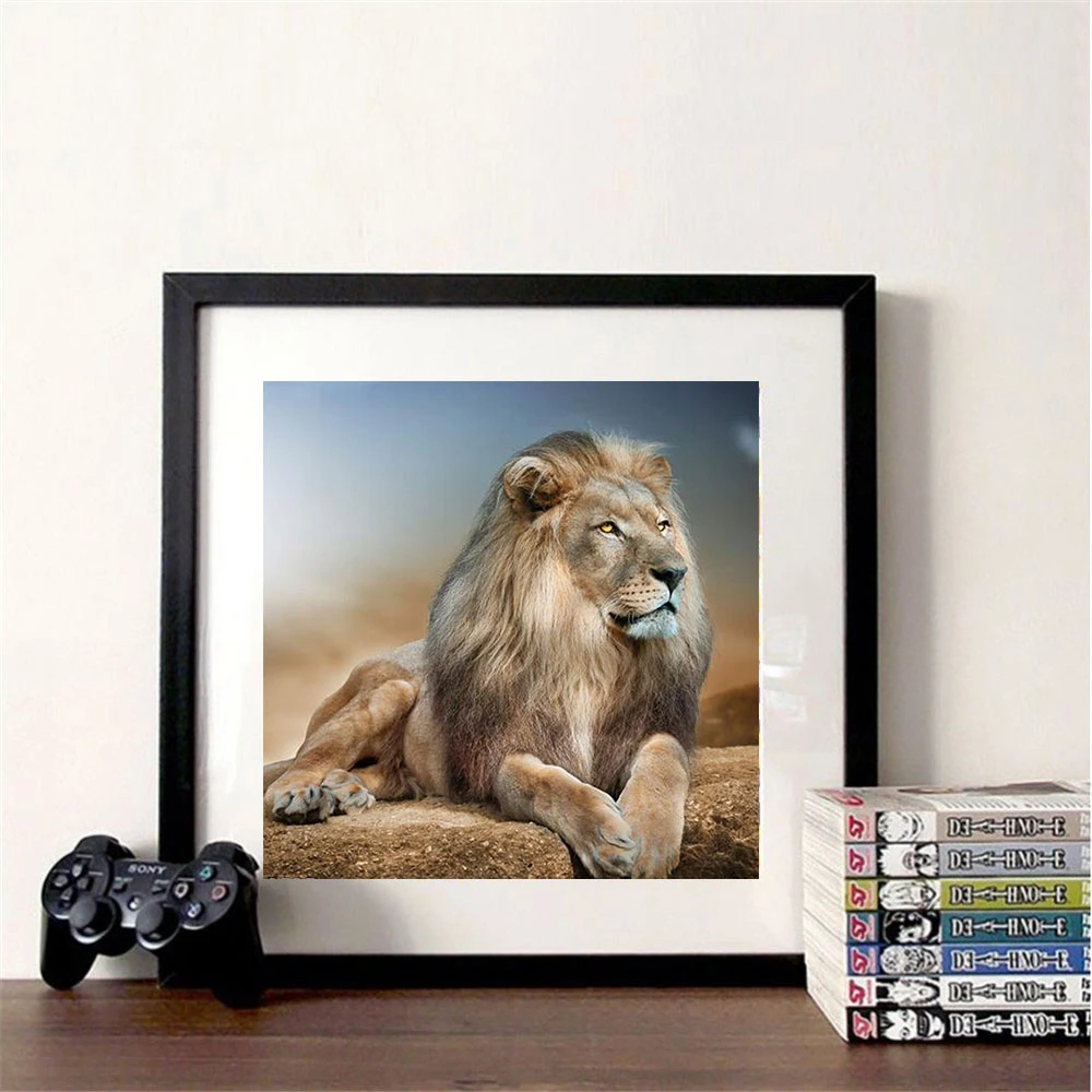 Huacan 5D Dimanta Glezniecības Lauvas Pilnu Kvadrātveida DIY Dimanta Izšuvumi Dzīvnieku Mākslas Rotājumi Mājās