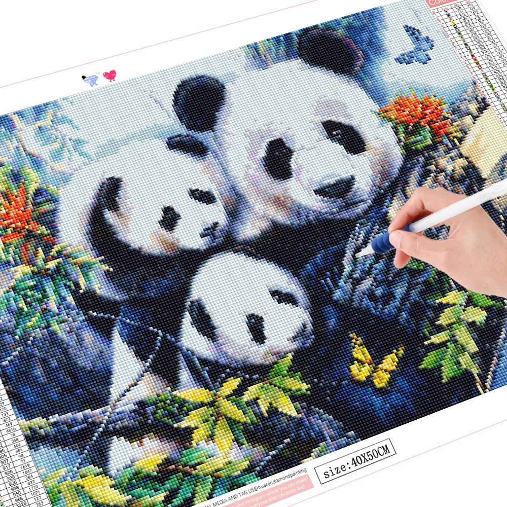 HUACAN Dzīvnieku Dimanta Krāsošana Panda Pilna Urbt Laukumā Rhinestone Izšuvumi Krustdūrienā Pārdošana Lauku Mājas Dekoru