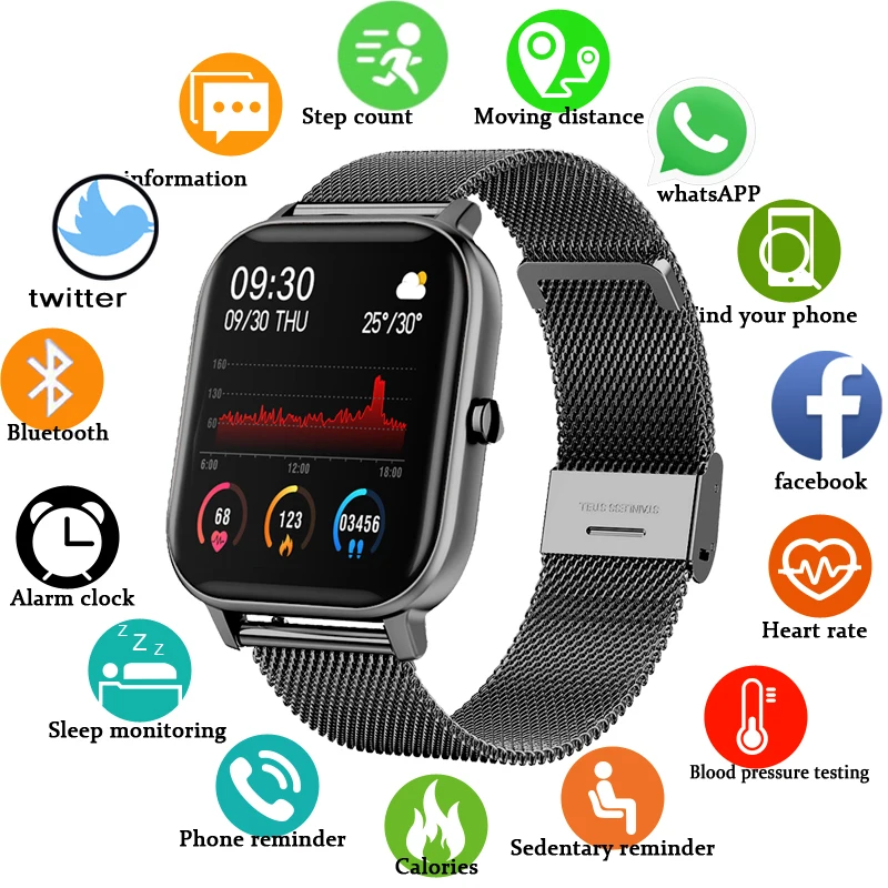Ir 2021. Jaunu P8 Krāsu Ekrāns Smart Watch Sievietes vīrieši ar skārienekrānu Fitnesa Tracker asinsspiediens Smart Skatīties Sieviešu Smartwatch par xiaomi