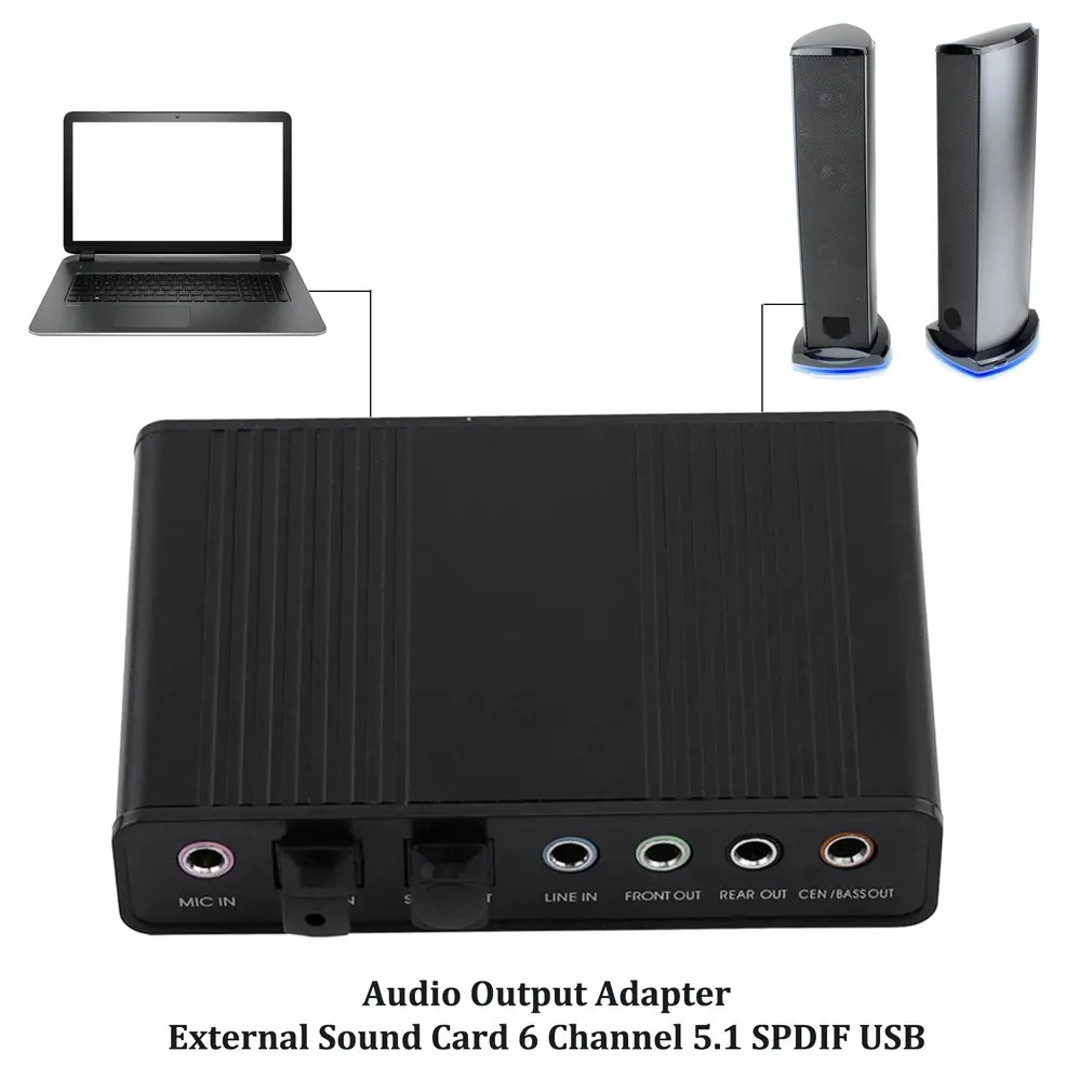 Izejas jauda Audio Adapteris Ārējo Skaņas Karti 6 Kanālu 5.1 SPDIF, USB Optisko PC Audio Interfeiss Usb Skaņas Kartes