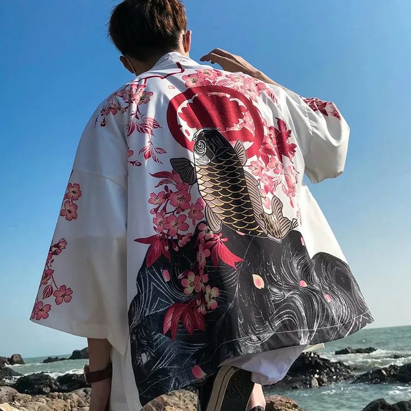 Japāņu Kimono Stila Vīriešu Ikdienas Jaka Outwear Pusi Piedurknēm Atvērt Priekšā Apmetni, Jaka, Mētelis