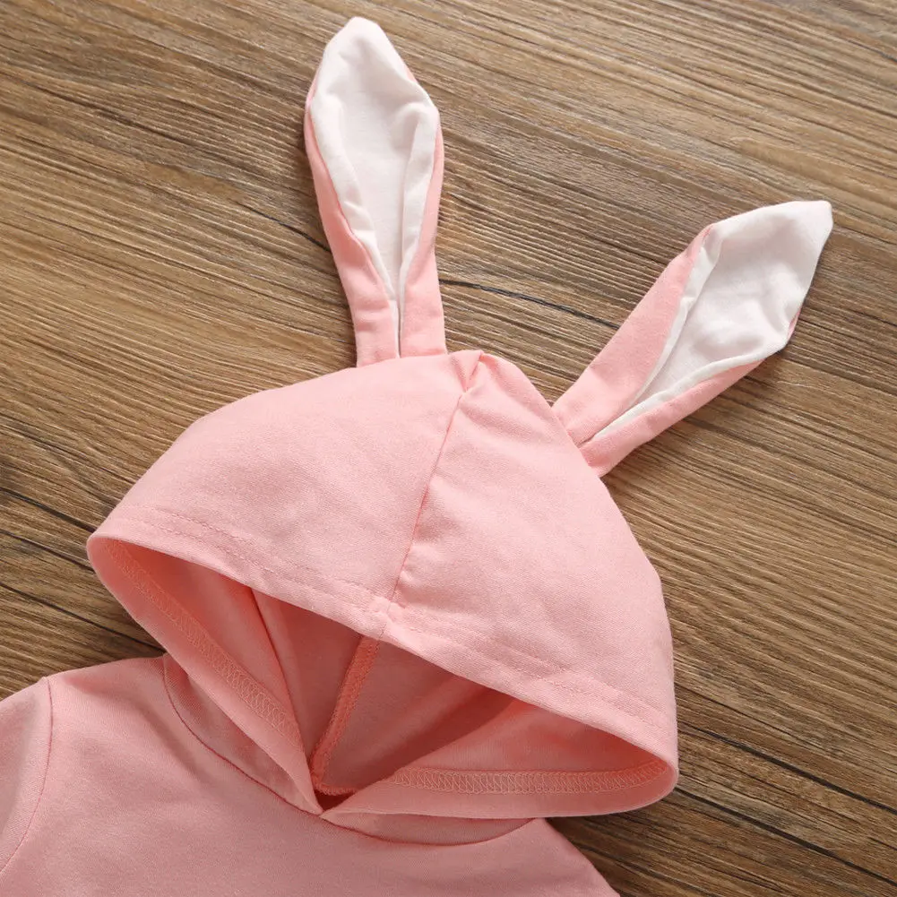 Jaundzimušais Meitene Zēns Bodysuit Bunny Ausis Kapuci Bērniem Jumpsuit Ikdienas Drēbes Tērpiem Lieldienu Kostīmu 0-24months
