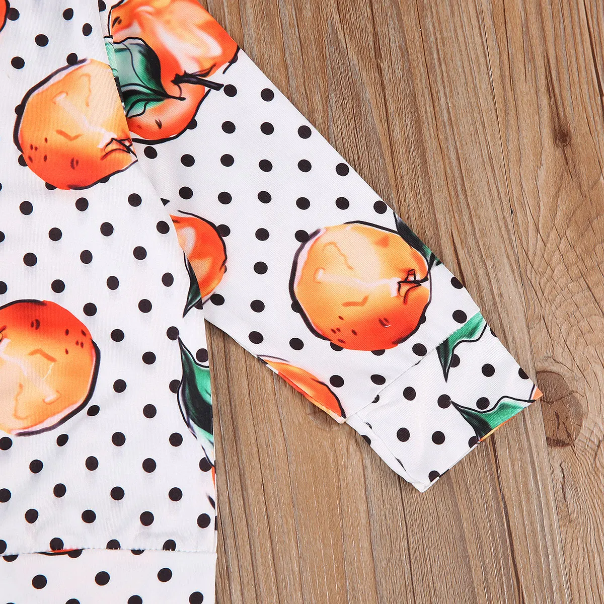 Jaundzimušā bērna Baby Meitenes Zēni 2gab Apģērbu Komplekts ar garām Piedurknēm ar Apaļu Kakla Svītrainām Dot Apelsīnu Drukāt Top + Šorti Rudenī Drēbes 0-18M
