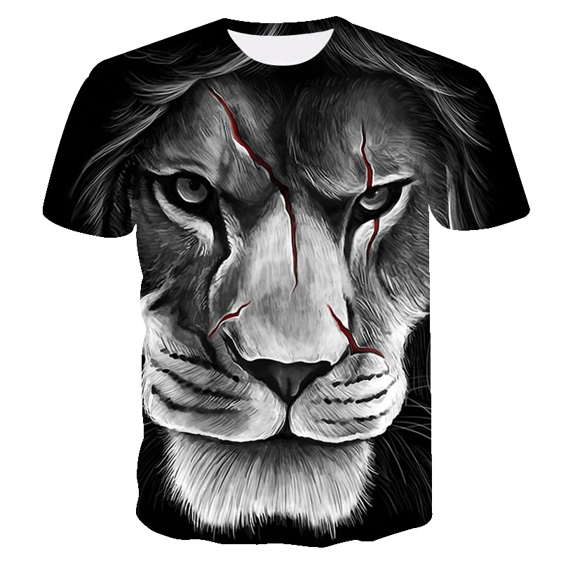 Jauno modes 3D iespiesti dzīvnieku lauva modelis T-krekls ielas apģērbs vīriešu un sieviešu modes T-krekls Harajuku krekls T-krekls īsām sl