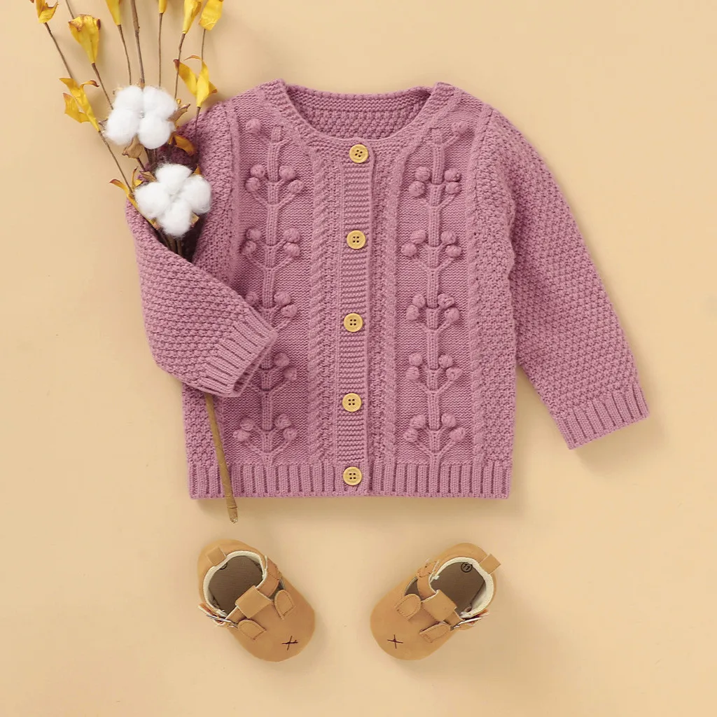 Jaunu bērnu Trikotāžas džemperis mētelis Jaundzimušā bērna Baby Meitene Zēnu Ziemas Jaka, Silta Pogu Mētelis Adīt Outwear Džemperis korejas modes Y4