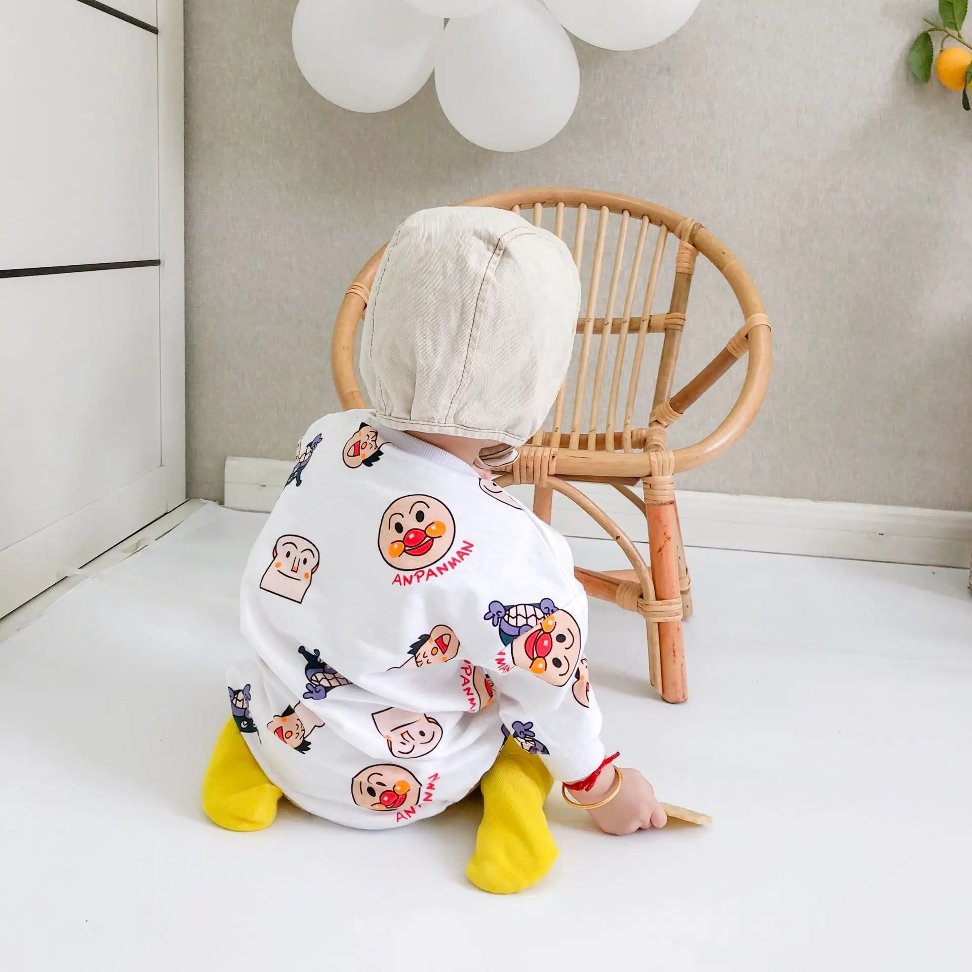 Jaunā Pavasara Romper Anpanman Bērniem, Drēbes ar garām piedurknēm Bērniem, Multiplikācijas filmu Baby Zēni Meitenes Jumpsuit Zīdaiņu Tērpu 3M-18M