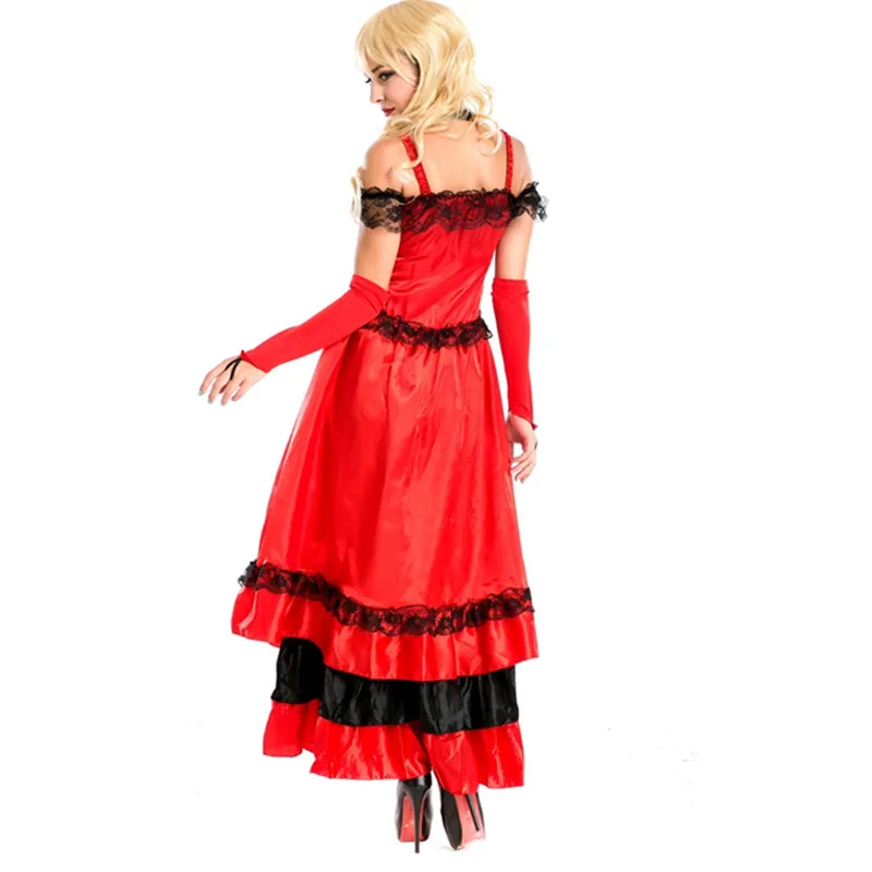 Jaunā stila franču red cancan deju kostīmu showgirls deju kleitu kluba puses spānija karstā deju fancy dress costume