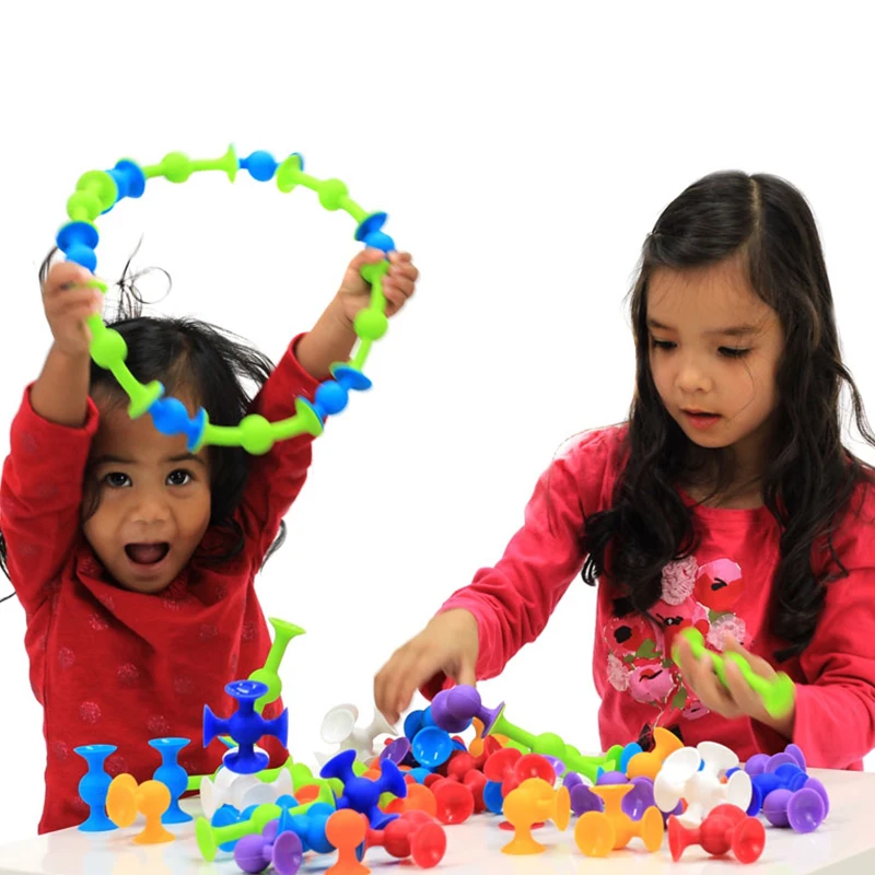 KARSTS! Pop Piesūcekņi Bloki Rotaļlietu, Mīksto Silikona Celtniecības Bloki Bērniem DIY Modeli Būvniecības Rotaļlieta Bērniem Zēni Meitenes Ziemassvētku Dāvanu