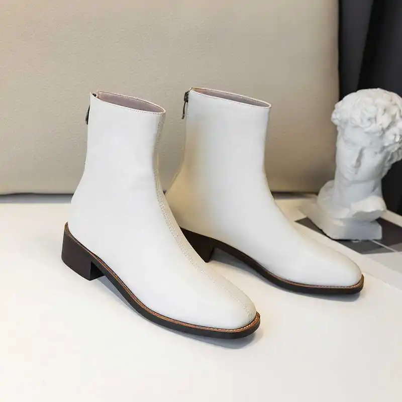 Krazing Pot Eiropas stila īstas ādas atpūtas modes sieviešu kurpes apaļu purngalu med papēži atpakaļ Rāvējslēdzēju ziemas potītes zābaki L16
