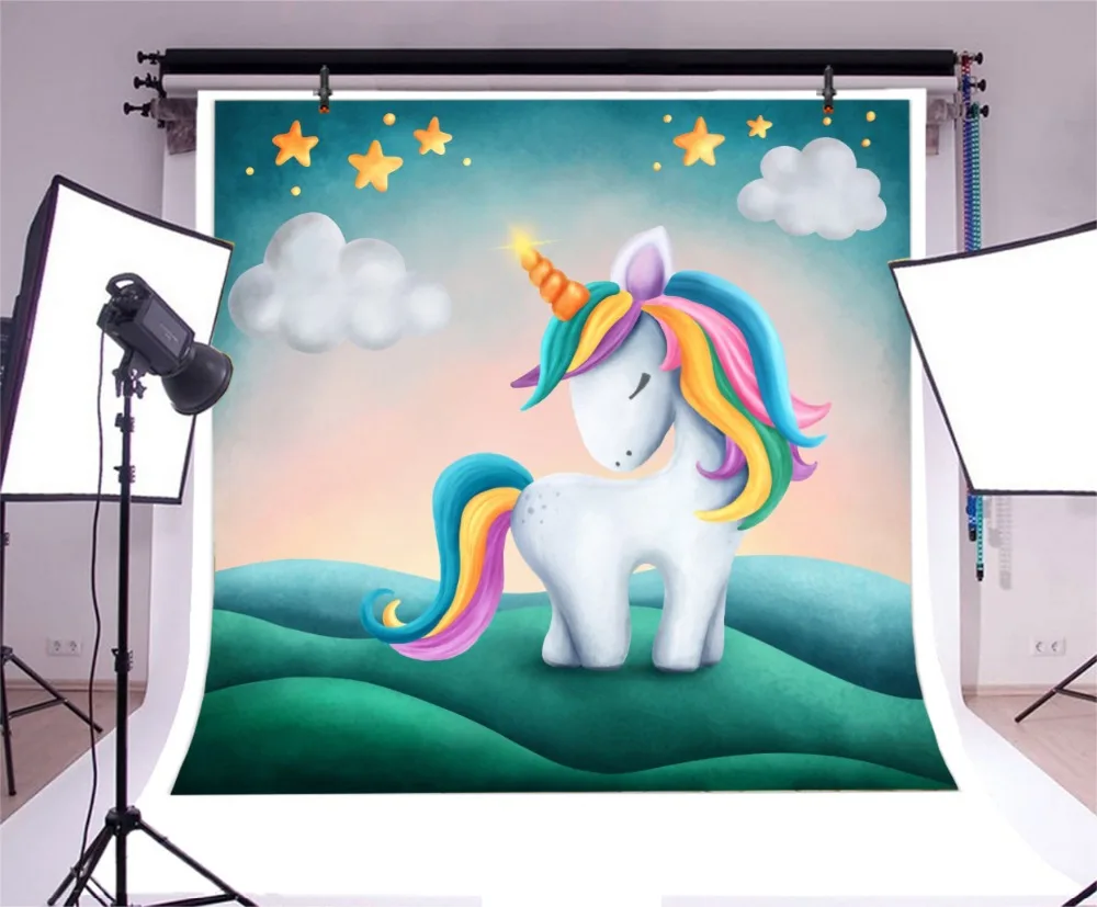 Laeacco Zelta Zvaigzne Unicorn Dzimšanas Dienas Svinības Jaundzimušo Bērnu Portrets Plakātu, Foto Backdrops Foto Foni Photocall Foto Studija