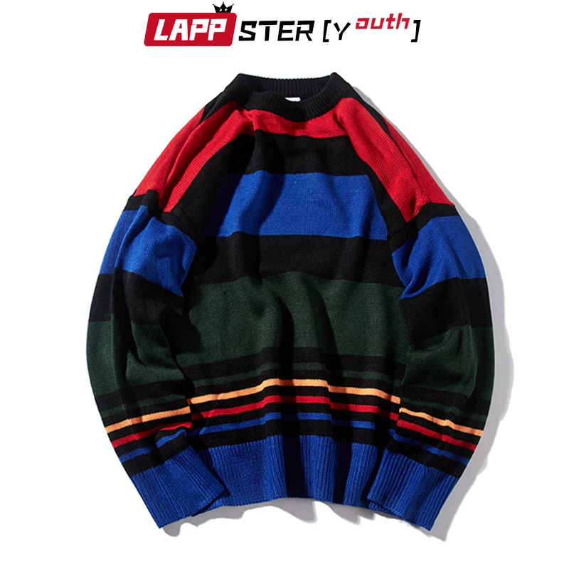 LAPPSTER-Jaunatnes Vīriešiem korejas Harajuku Džemperi Džemperi 2020. Gadam Mens Svītrainām Vintage Streetwear O-veida Kakla Džemperis Rudens Lielajam Topi
