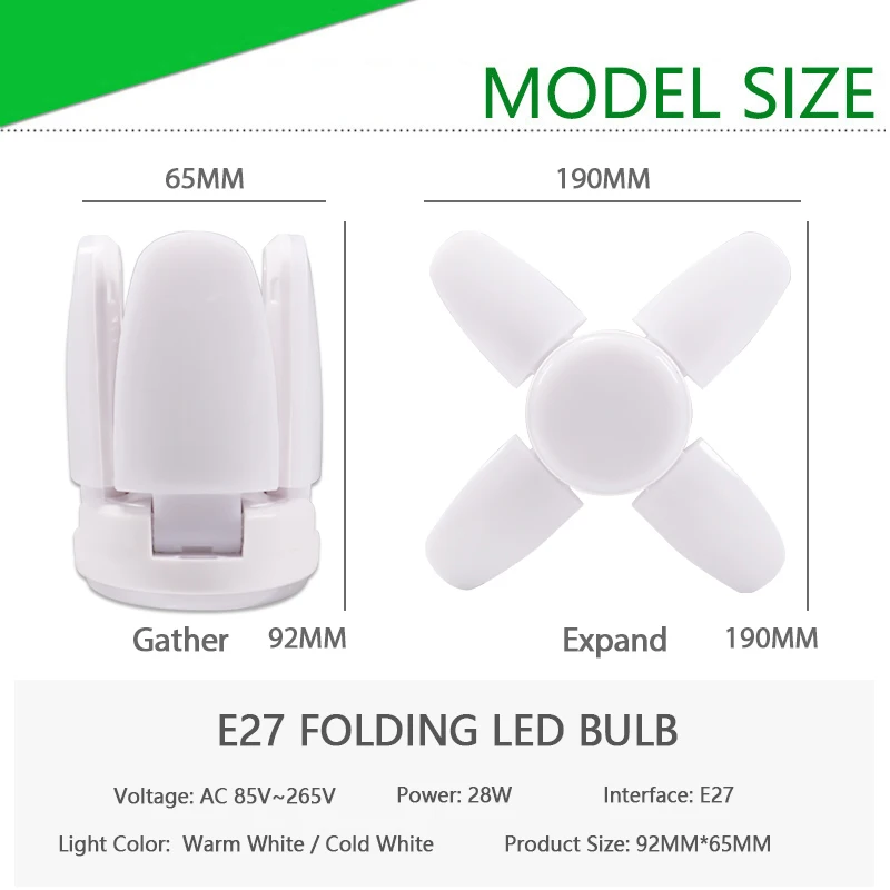 LED Spuldzes E27 futbola NLO lampas 360 grādiem Locīšanas Spuldze 40W 28W AC 85-265V 6W 12W 20W 220V 240V led Prožektoru gaismā, Auksts/Silts Balts