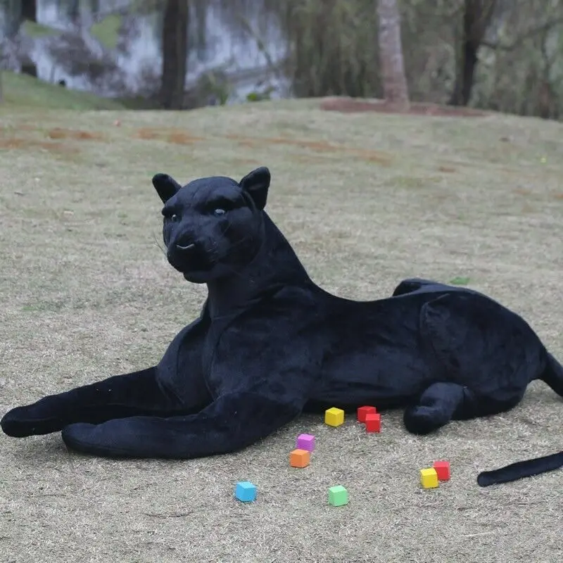 Liels Uncia Pardus Fusca Mīksto Rotaļlietu Black Panther Plīša Pildījumu Leopard Mīkstās Rotaļlietas