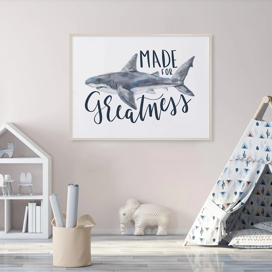 Lielā Baltā Haizivs Zivis Okeāna Dzīvnieku Audekls Drukāt Gleznas, Sienas Art Pictures Plakāts viesistaba, Mājas Dekoru