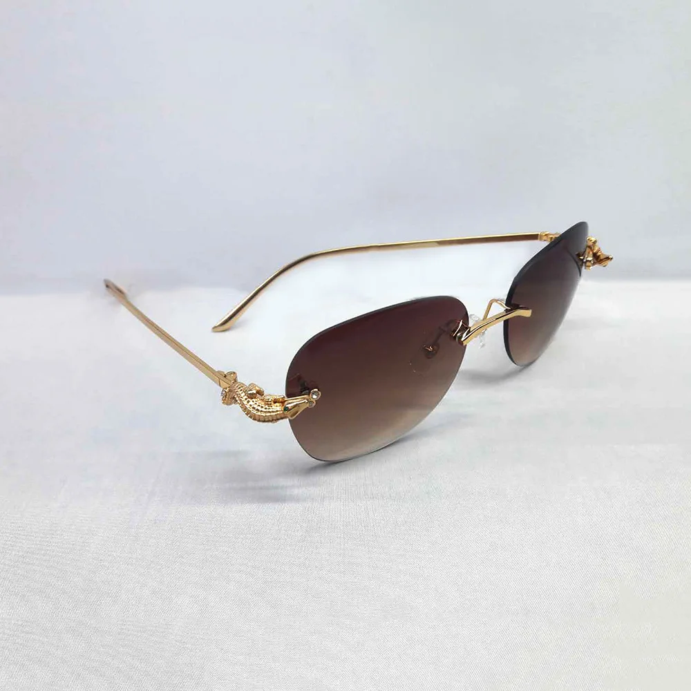 Luksusa KROKODILS Vīriešu Saulesbrilles Zīmola Dizainere Kārters Brilles Sieviete Saulesbrilles 2020 bez apmales Optisko Rāmi, aizpildiet recepte