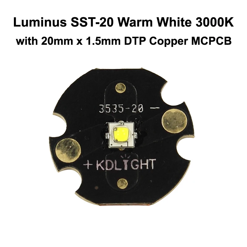 Luminus SST-20 Silti Balta 3000K LED Avotu Ar 16mm / 20mm DTP Vara MCPCB - 1 gab.