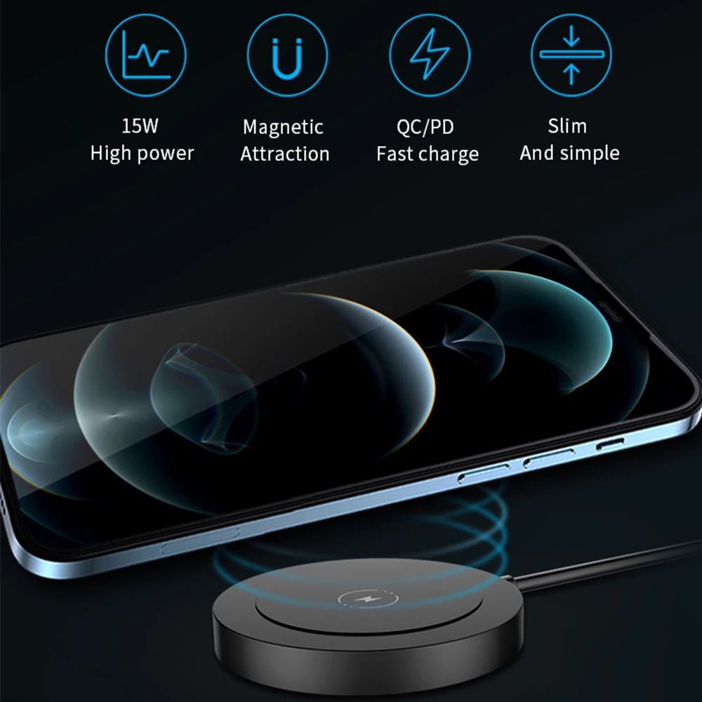 Magnētiskas Uzlādes Bezvadu Lādētājs iPhone 12 Pro Max 12mini Ātri Praktisko Mobilā Tālruņa Lādētājs Samsung, Huawei Maksas