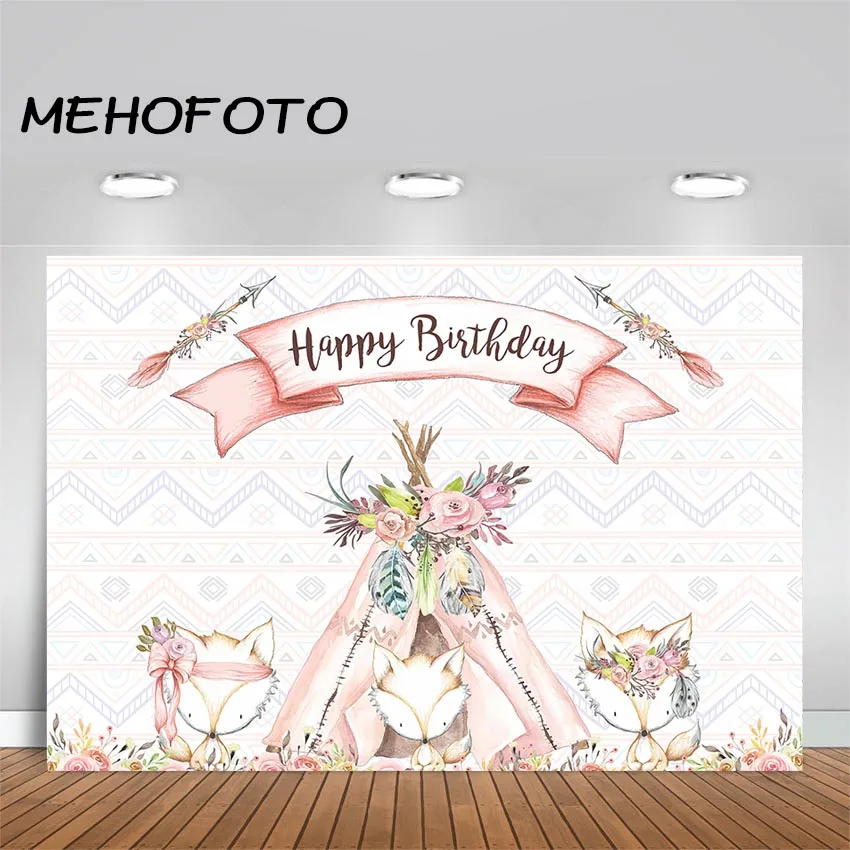 MEHOFOTO Mežu Dzimšanas dienas Fons Boho paša tējas urīnā Cilšu Fotogrāfijas Fona Lapsa Meža Meitene, Dzimšanas dienas svinības Banner Backdrops