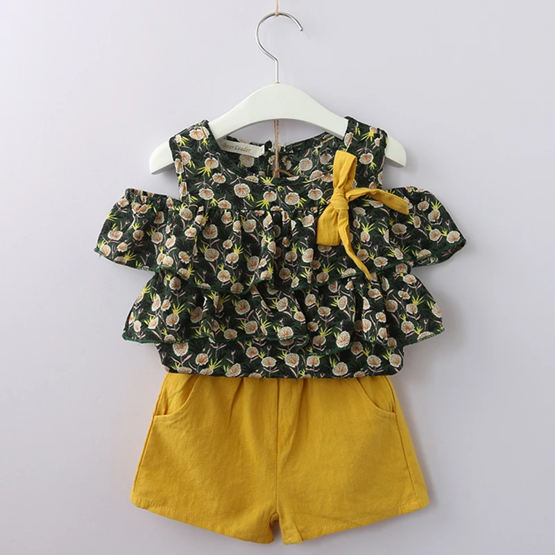 Meiteņu Drēbes, Uzstādīt 2021. Gada Vasaras Bērnu Apģērbu bez Piedurknēm Loku T-krekls+Šorti 2gab Bērniem Drēbes Set Baby Girl Uzvalks