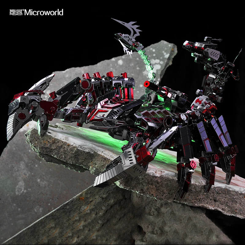 Microworld 3D DIY Metāla militāro Puzzle Sarkano Velnu Scorpion modelis jigsaw Izglītības Puzzle lāzera griešana, Dāvanas, Rotaļlietas Bērniem