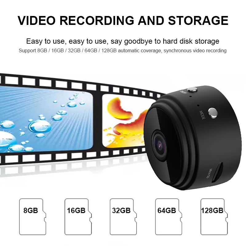 Mini Wifi Kamera, Full Hd 1080P Mini Videokameras Infrasarkano Nakts Redzamības Slēpto Kameru MC49005