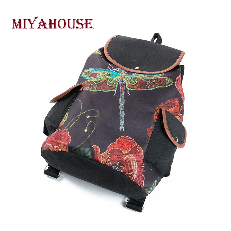 Miyahouse Sieviešu Modes Spāre Drukāt Audekls Mugursomas Sieviešu Aukliņu Dizaina Ceļojumu Mugursomas Meitenēm Melna Plecu Schoolbag