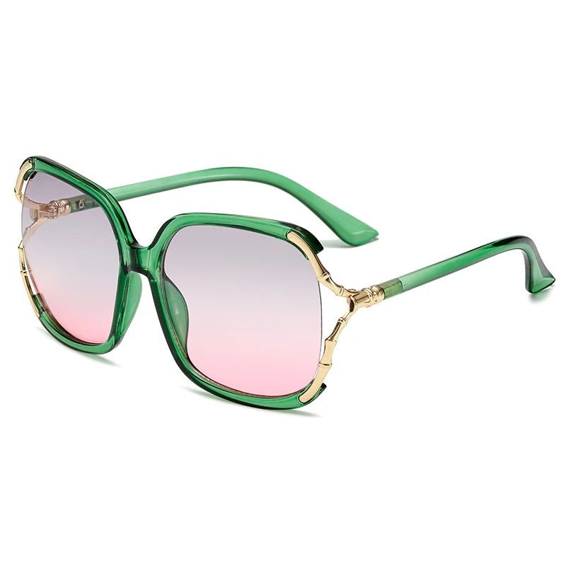 Modes Sievietes Lielgabarīta Saulesbrilles Luksusa Zīmolu Liels Rāmis Kvadrātveida Saules Brilles Sieviešu Slīpums Eyeware Rozā, Zaļā Gafas UV400