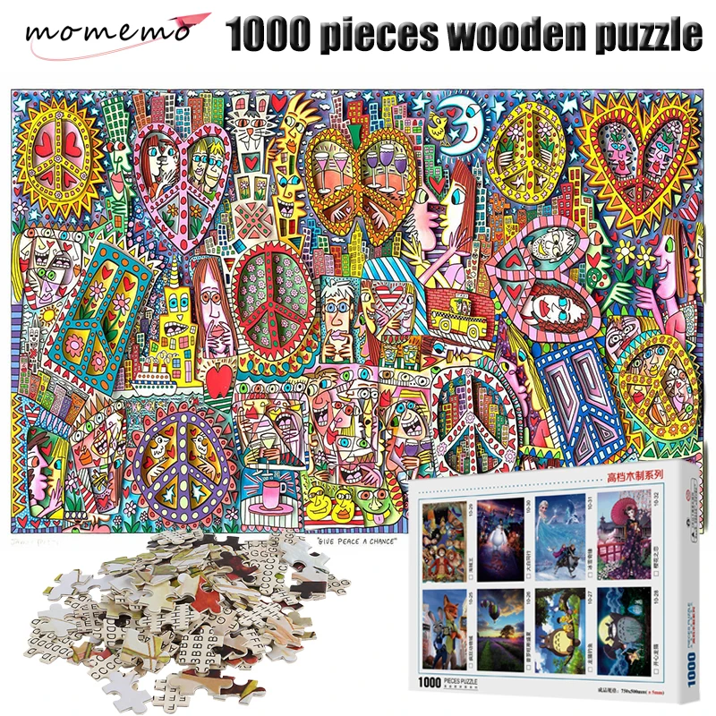 MOMEMO Abstraktās Glezniecības Puzzle Koka 1000 Gabali Rotaļlietas Krāsu Glezniecību Jigsaw Puzzle Pieaugušo Puzzle Spēle Montāža Bērnu Rotaļlietas