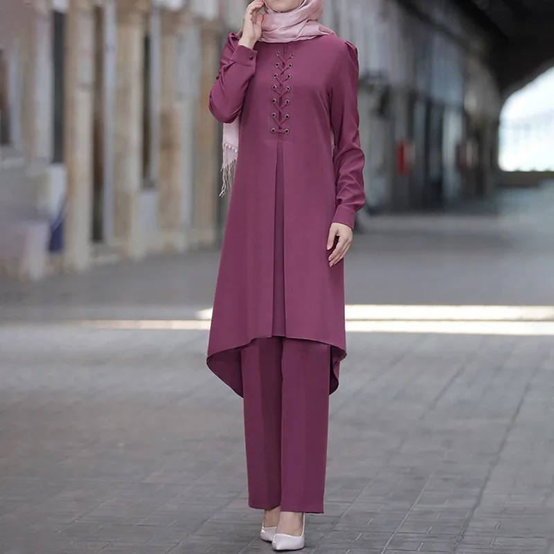 Musulmaņu Sievietes Ilgi, Topi Islāma Komplekti Sievietēm Musulmaņu Bikses Abaya Dubaija 2020. Gadam Turcija Apģērbs Lūgšanu Ramadāna Apģērbu 2 Gabals, Kas