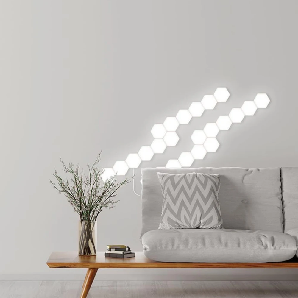 Mājas, Guļamistabas Koridora Sienas Laternas LED skārienjutīgo Magnētisko Lampas Sešstūra Krāsains Moduļu Quantum Nakts Gaismas