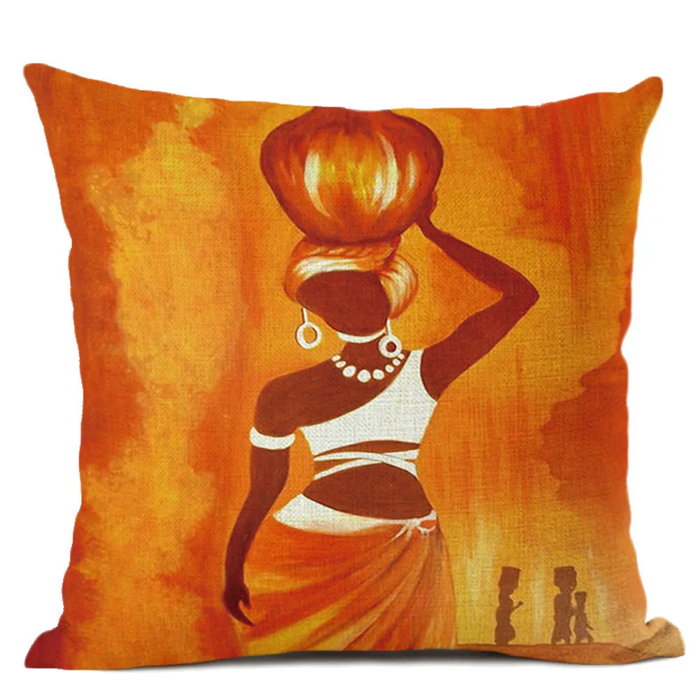 Mākslas Āfrikas Eļļas Glezna Dīvāns Mest Spilvena Segums Āfrikā Sievietes Dzīvesveidu Kokvilnas Veļa Spilvens Segums Auto Spilveni