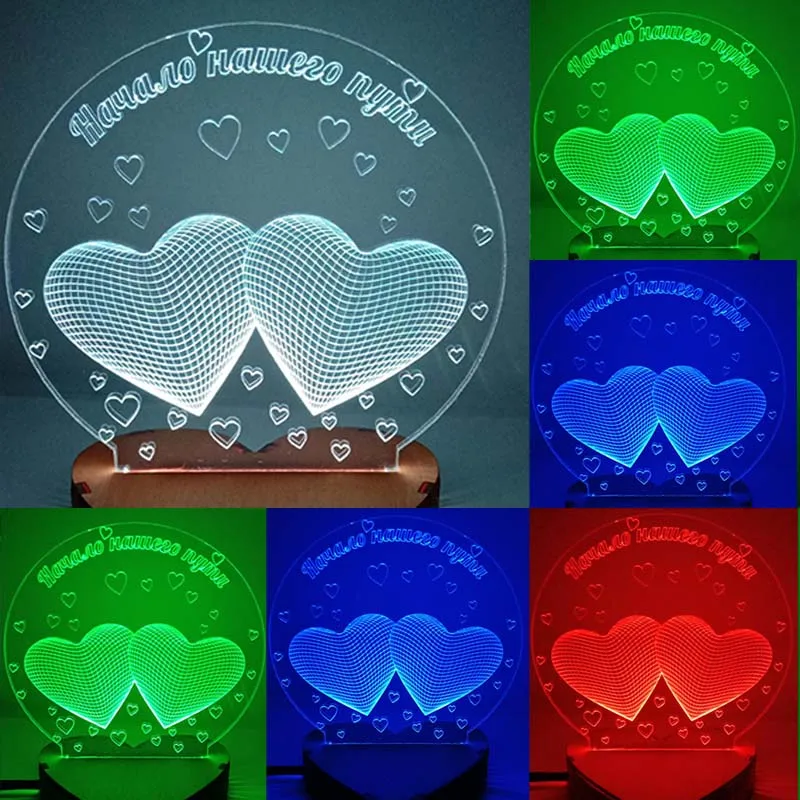 N-032 Diviem sirdi ar mīlestību-3D USB led Eco-friendly lampas nakts gaisma, rokas, galda nakts gaisma, mājas dekoru,