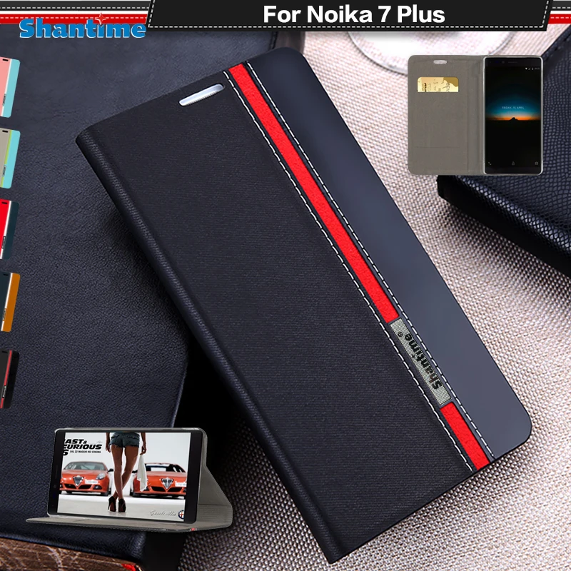 Nokia 7 Plus Gadījumā Flip Luksusa Modes Ādas Gadījumā Nokia 7 Plus Mīksta Silikona Aizmugurējo Vāciņu Biznesa Maku, Telefonu Gadījumā