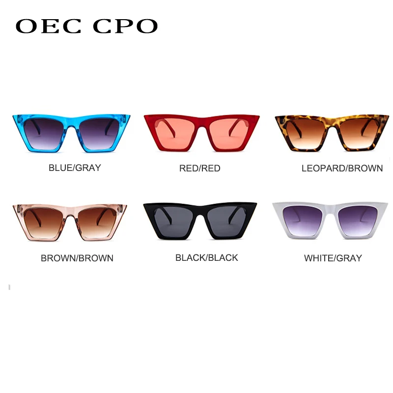 OEC CPO Vintage Plastmasas Cat Eye Saulesbrilles Sieviešu Zīmola Dizainere Kvadrātmetru Liels Saules Brilles Sieviešu Retro Brilles, Melnas Brilles O649