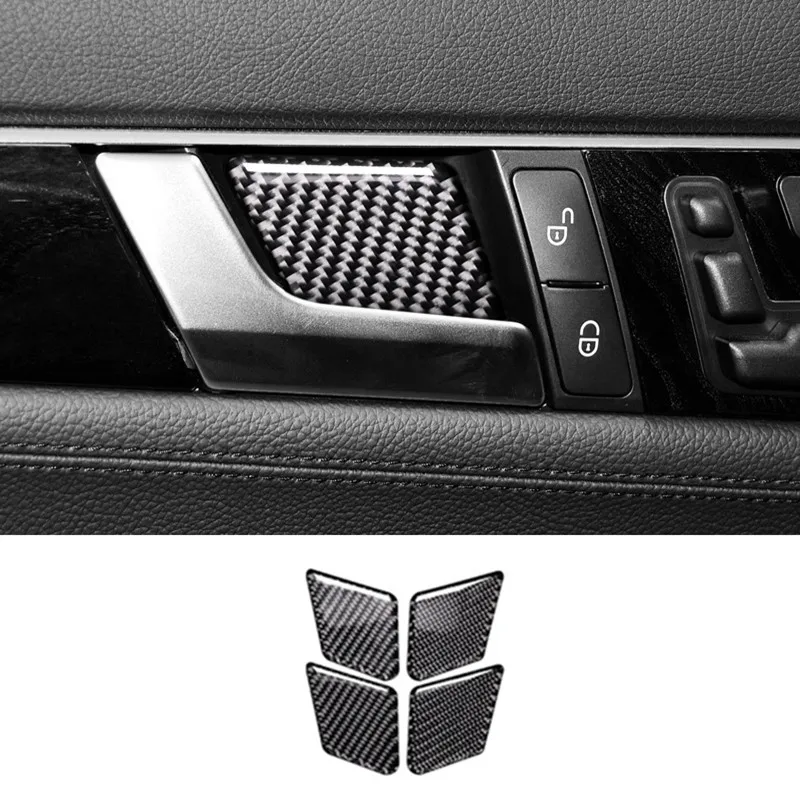 Oglekļa Šķiedras Iekšējais Durvju Rokturi Bļodā Apdare Vāciņš Melns, 4gab Priekš Mercedes Benz GLK X204 2008-Automašīnas salona Piederumi