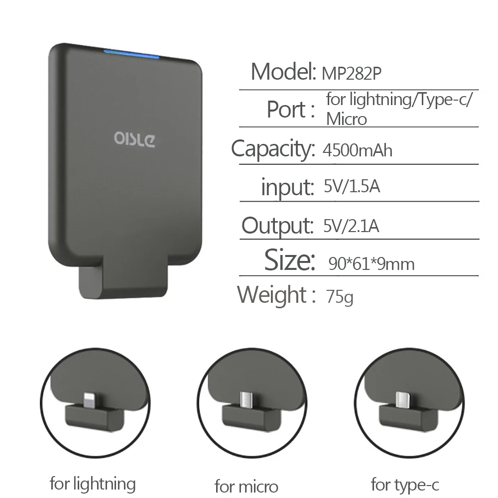 OISLE Mini Portatīvo Atpakaļ Klipu Ārējais Akumulatora Lādētājs Gadījumos Jaudas Bankai iPhone X XS max 11 Pro/Samsung/Huawei/Xiaomi Bankām