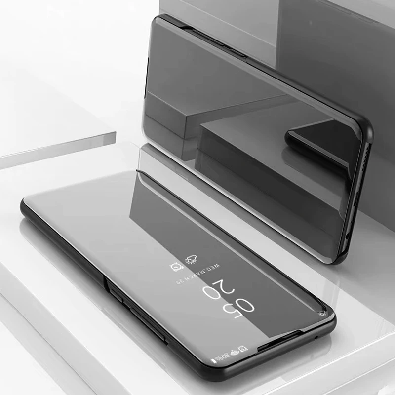 Oppo Realme C2 Segtu Triecienizturīgs PU Ādas Gadījumā OppoC2 Pārsegs, Spogulis Smart Luksusa Telefonu Gadījumā Par Oppo Realme C2 RMX1941 Vāciņu